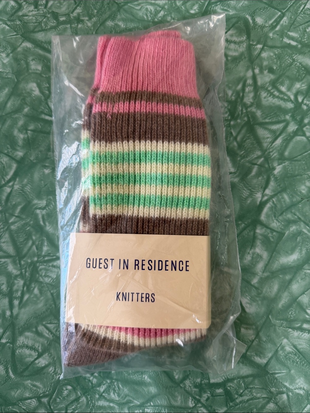NWT Guest in Residence Striped Cashmere Socks - Pink, Brown, Mint